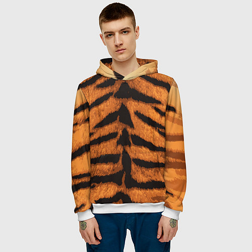 Мужская толстовка ТИГРИНАЯ ШКУРА / 3D-Белый – фото 3