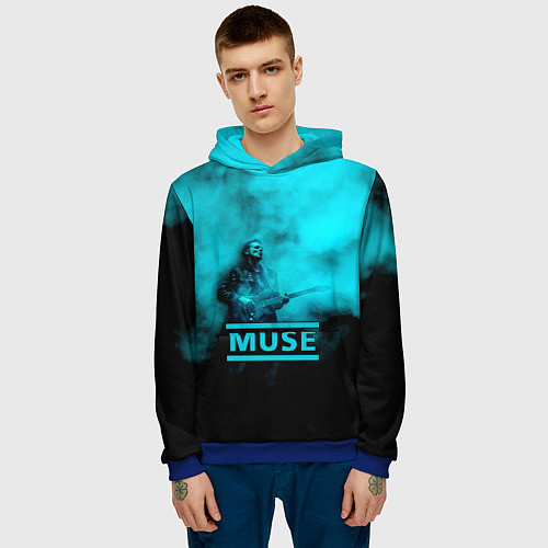 Мужская толстовка Мэттью Беллами бирюзовый туман Muse / 3D-Синий – фото 3