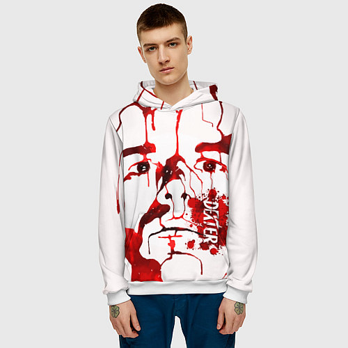 Мужская толстовка Декстер, портрет кровью / 3D-Белый – фото 3