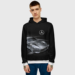 Толстовка-худи мужская Mercedes-Benz motorsport black, цвет: 3D-белый — фото 2