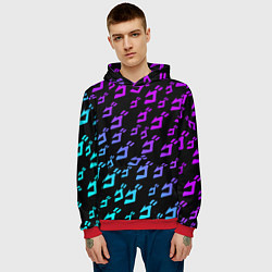 Толстовка-худи мужская JOJOS BIZARRE ADVENTURE NEON PATTERN НЕОН УЗОР, цвет: 3D-красный — фото 2