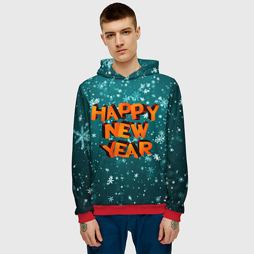 Мужская толстовка HAPPY NEW YEAR 2022 С НОВЫМ ГОДОМ / 3D-Красный – фото 3