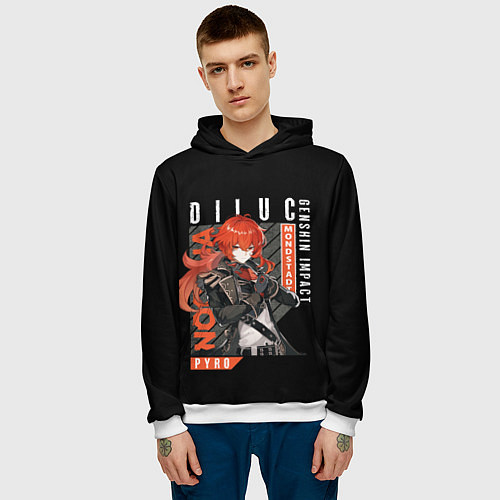 Мужская толстовка Genshin Impact, Дилюк / 3D-Белый – фото 3