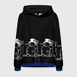 Толстовка-худи мужская Снеговик на черном фоне, цвет: 3D-синий