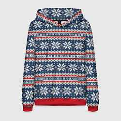 Толстовка-худи мужская Knitted Christmas Pattern, цвет: 3D-красный