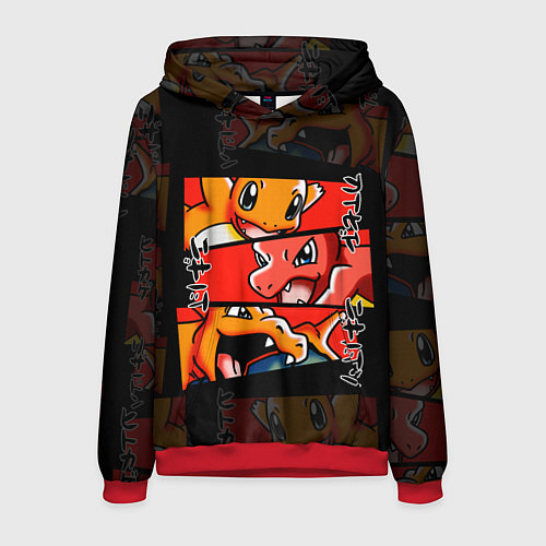 Мужская толстовка РЫЖИЙ ДРАКОН ПОКЕМОНЫ ЧАРМАНДЕР / 3D-Красный – фото 1