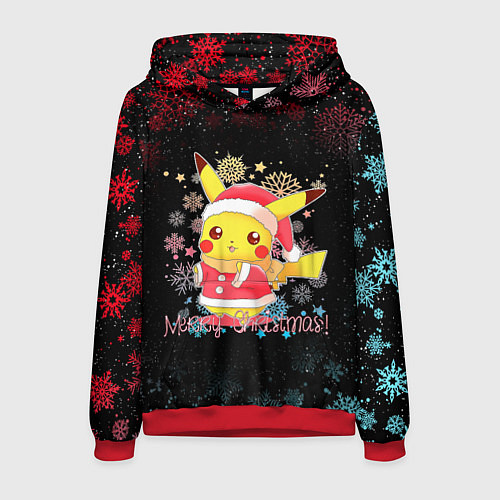 Мужская толстовка MERRY CHRISTMAS ПИКАЧУ 2022 ПОКЕМОНЫ / 3D-Красный – фото 1