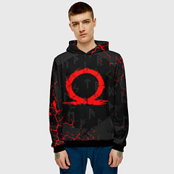 Толстовка-худи мужская GOD OF WAR CRATOS LOGO, цвет: 3D-черный — фото 2