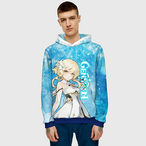 Мужская толстовка GENSHIN IMPACT НОВОГОДНИЙ, ЛЮМИН / 3D-Синий – фото 3