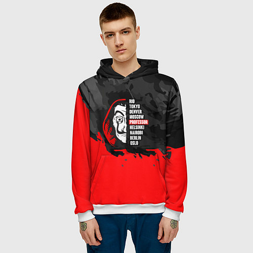 Мужская толстовка La Casa de Papel Professor / 3D-Белый – фото 3