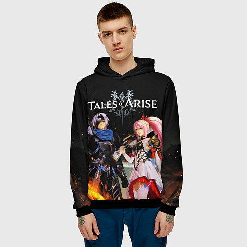 Мужская толстовка Tales of Arise, Алфен и Шион / 3D-Черный – фото 3