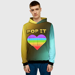 Толстовка-худи мужская Pop It - Heart - Abstraction, цвет: 3D-черный — фото 2