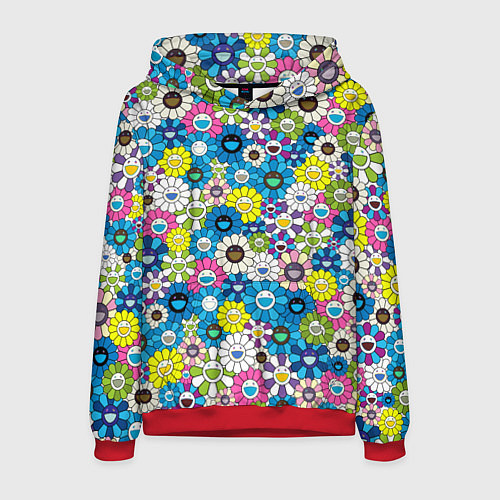 Мужская толстовка Takashi Murakami Улыбающиеся цветы / 3D-Красный – фото 1