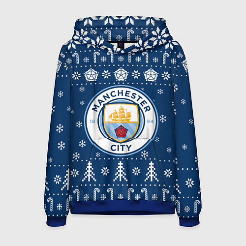Мужская толстовка Манчестер Сити Новогодний / 3D-Синий – фото 1