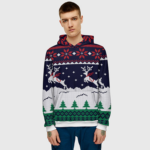 Мужская толстовка СВИТЕР С ОЛЕНЯМИ DEER SWEATER / 3D-Белый – фото 3