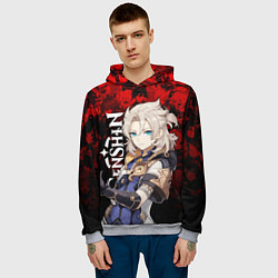 Толстовка-худи мужская ГЕНШИН ИМПАКТ АЛЬБЕДО GENSHIN IMPACT ALBEDO, цвет: 3D-меланж — фото 2