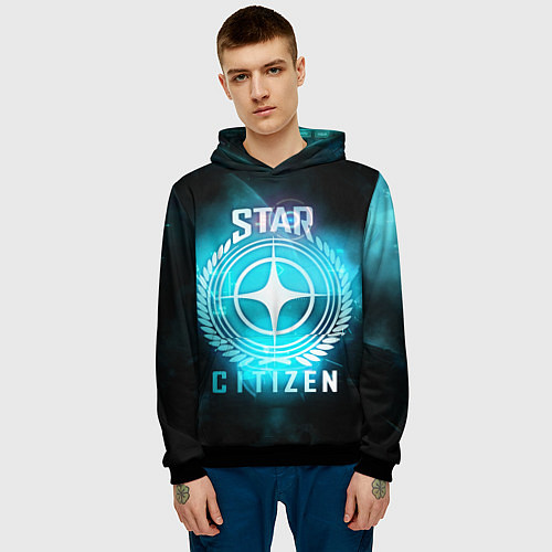 Мужская толстовка Star Citizen spaceship / 3D-Черный – фото 3