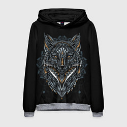 Толстовка-худи мужская ЭТНИЧЕСКАЯ ЛИСА FOX ABSTRACT, цвет: 3D-меланж