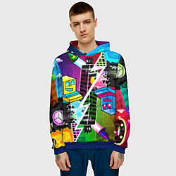 Толстовка-худи мужская Geometry Dash: Parallel Worlds, цвет: 3D-синий — фото 2