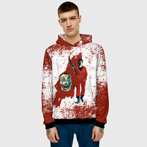 Мужская толстовка БУМАЖНЫЙ ДОМ КРАСКА- LA CASA DE PAPEL BELLA CIAO / 3D-Черный – фото 3