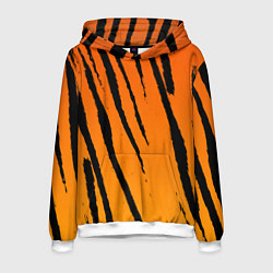 Толстовка-худи мужская Шкура тигра диагональ, цвет: 3D-белый