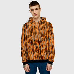 Толстовка-худи мужская Тигровые Полосы, цвет: 3D-черный — фото 2