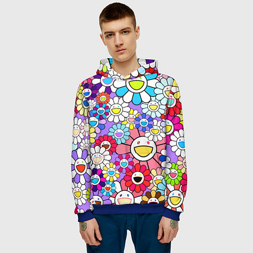 Мужская толстовка Цветы Takashi Murakami / 3D-Синий – фото 3
