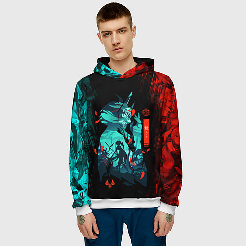 Мужская толстовка GENSHIN IMPACT XIAO ГЕНШИН ИМПАКТ СЯО / 3D-Белый – фото 3