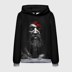 Толстовка-худи мужская ЛИЦО КРАТОСА, БОГ ВОЙНЫ GOD OF WAR, цвет: 3D-меланж