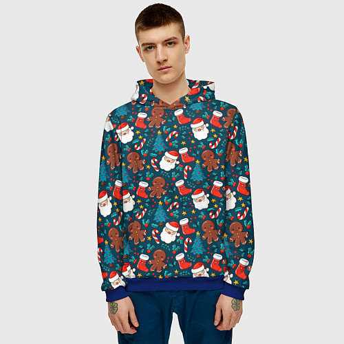 Мужская толстовка ПОКРЫТО НОВЫМ ГОДОМ! / 3D-Синий – фото 3