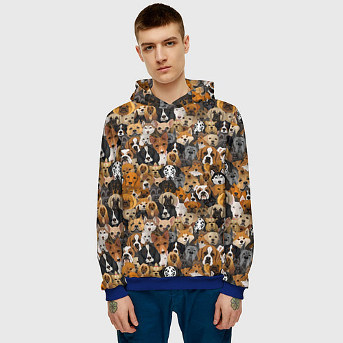 Мужская толстовка Собаки Разные Породы / 3D-Синий – фото 3