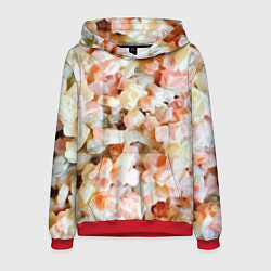 Толстовка-худи мужская Салат Оливье Новогодняя Оливьешка, цвет: 3D-красный