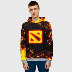 Толстовка-худи мужская DOTA 2 FIRE LOGO ДОТА 2 ОГНЕННЫЙ ЛОГО, цвет: 3D-меланж — фото 2