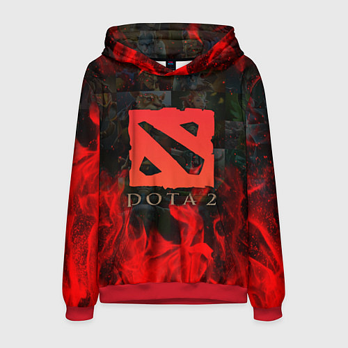 Мужская толстовка DOTA 2 ЛОГО В ОГНЕ, ПЕРСОНАЖИ / 3D-Красный – фото 1