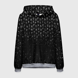 Толстовка-худи мужская МЕТАЛЛИЧЕСКИЕ РУНЫ, БРЫЗГИ КРАСОК, цвет: 3D-меланж