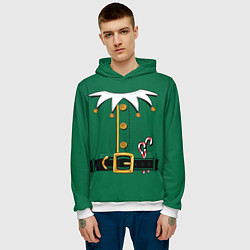 Толстовка-худи мужская Christmas Elf Outfit, цвет: 3D-белый — фото 2