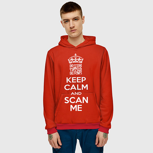 Мужская толстовка Keep calm and scan me: fuck off / 3D-Красный – фото 3