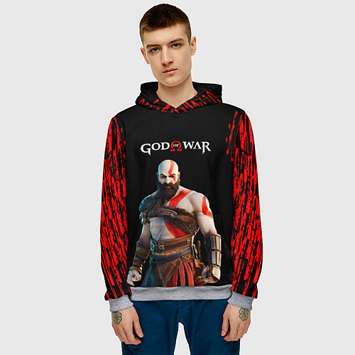 Мужская толстовка God of War красные разводы / 3D-Меланж – фото 3