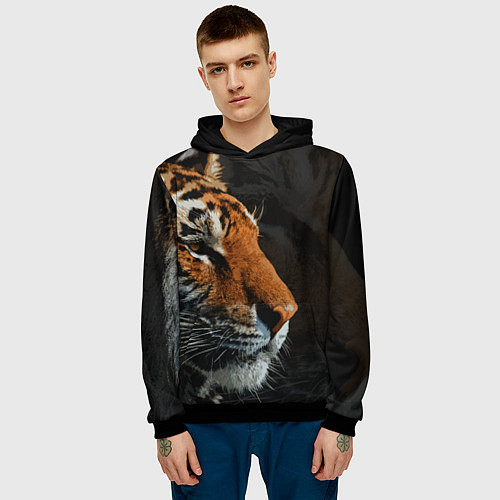 Мужская толстовка АМУРСКИЙ ТИГР TIGER / 3D-Черный – фото 3