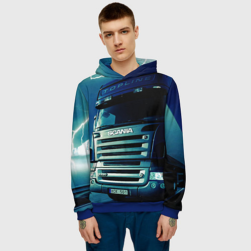 Мужская толстовка SCANIA Дальнобой 2022 / 3D-Синий – фото 3