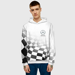 Толстовка-худи мужская MERCEDES, МЕРСЕДЕС СПОРТ, ФИНИШНЫЙ ФЛАГ, ФОРМУЛА 1, цвет: 3D-белый — фото 2