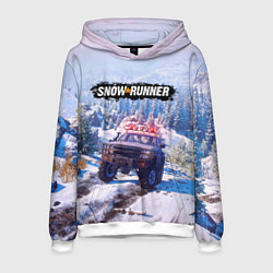 Толстовка-худи мужская SnowRunner Гонки по бездорожью, цвет: 3D-белый