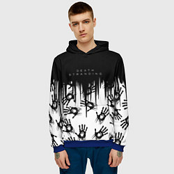 Толстовка-худи мужская Death Stranding Отпечаток ладони, цвет: 3D-синий — фото 2