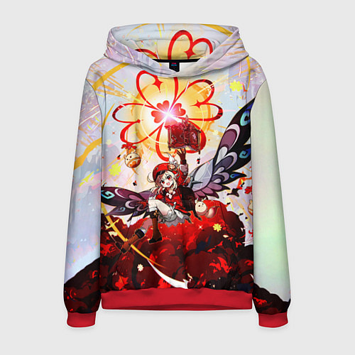 Мужская толстовка Кли с крыльями при взрыве Genshin Impact / 3D-Красный – фото 1