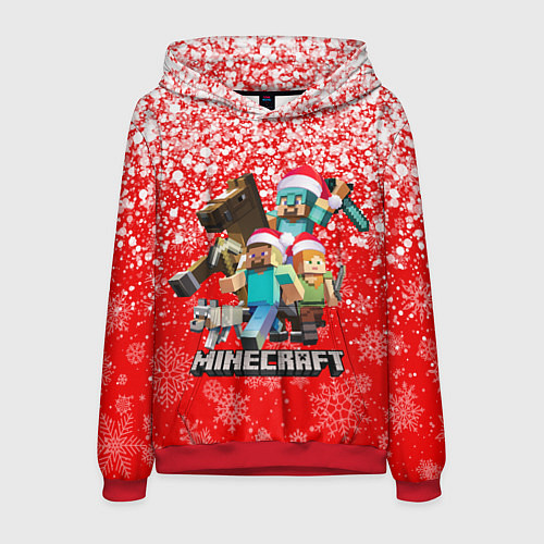 Мужская толстовка НОВОГОДНИЙ МАЙНКРАФТ, НОВЫЙ ГОД 2022, / 3D-Красный – фото 1