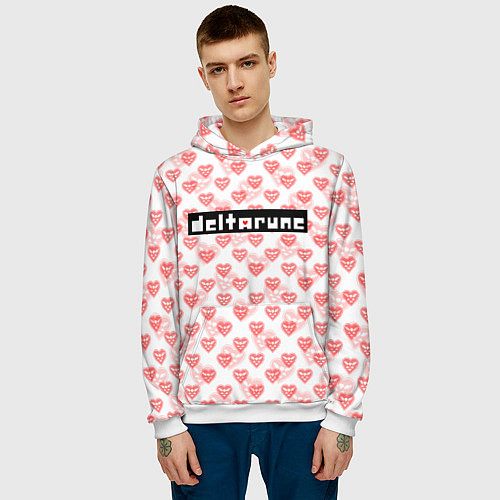 Мужская толстовка DELTARUNE PATTERN LOGO / 3D-Белый – фото 3