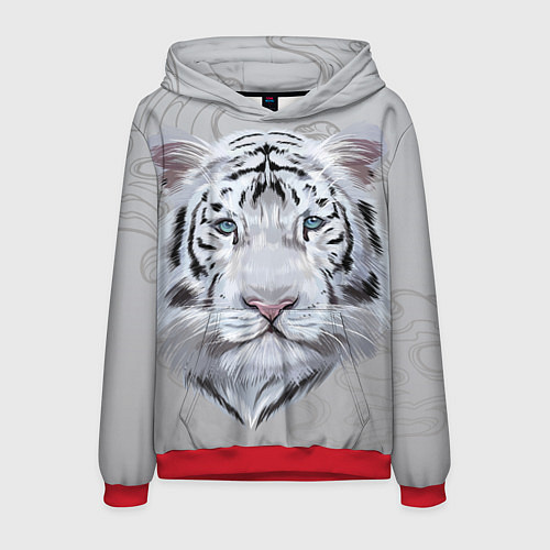 Мужская толстовка Снежный нежный тигр / 3D-Красный – фото 1
