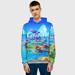 Толстовка-худи мужская МИР ГЕНШИН ИМПАКТ WORLD GENSHIN IMPACT, цвет: 3D-меланж — фото 2