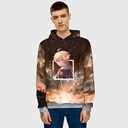 Толстовка-худи мужская Итэр Aether, Genshin Impact Геншин импакт, цвет: 3D-меланж — фото 2