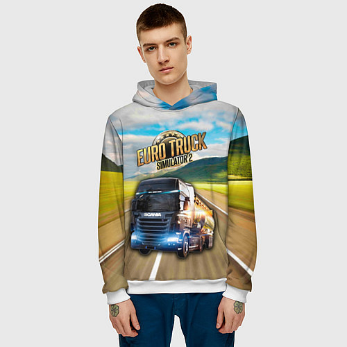 Мужская толстовка Euro Truck Simulator / 3D-Белый – фото 3